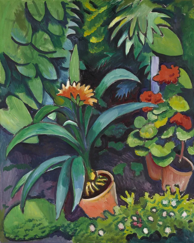 Flowers in the Garden, Clivia and Pelargoniums, August Macke