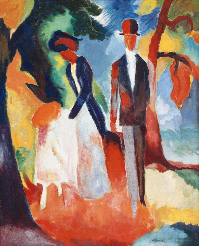 Gente junto al lago azul, August Macke