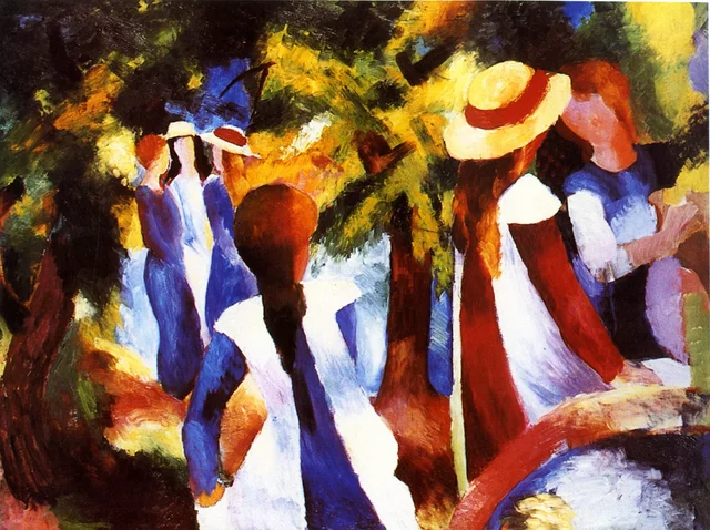 Jeunes filles sous les arbres, August Macke
