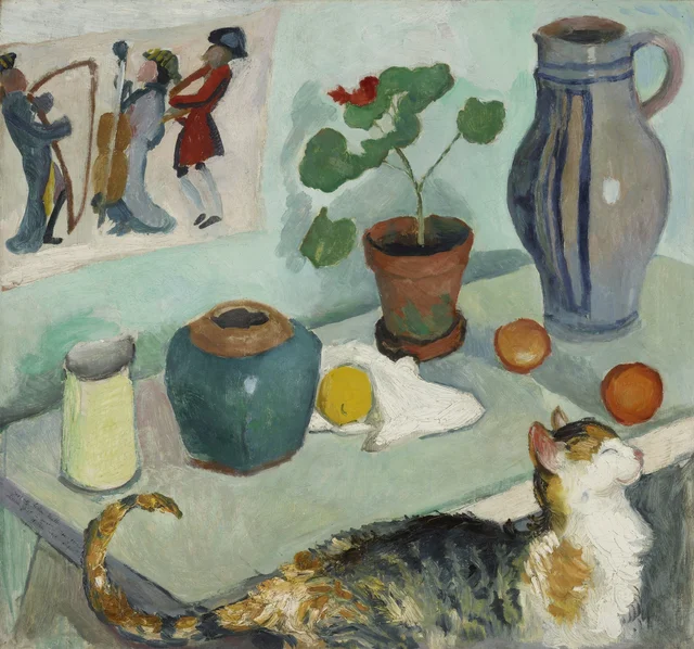 El espíritu de la casa: naturaleza muerta con gato, August Macke