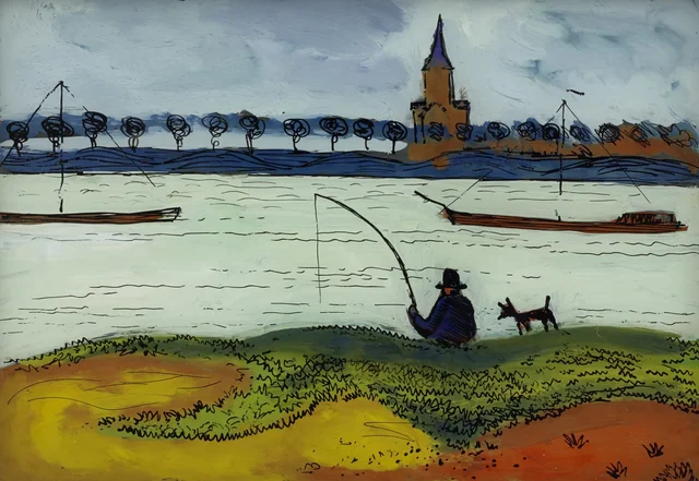 River Landscape with Angler, August Macke