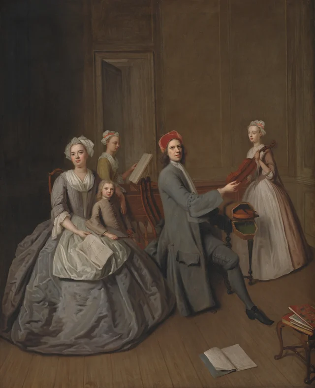 La Famille de l'artiste faisant de la musique