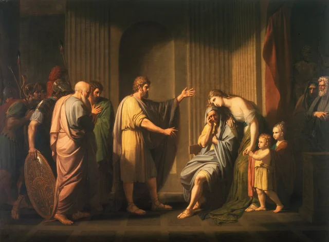 Cleómbroto desterrado por Leónidas II, rey de Esparta, Benjamin West