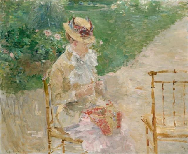 Mujer joven haciendo punto, Berthe Morisot