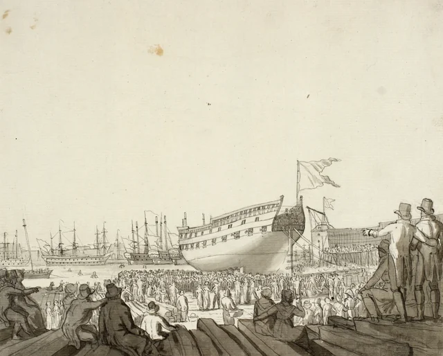 La botadura del navío de línea Prins Christian Frederik