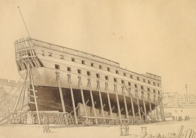 El navío de línea «Dronning Maria» en grada, C.W. Eckersberg