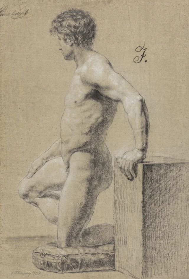 Modelo masculino arrodillado, de perfil hacia la izquierda, C.W. Eckersberg