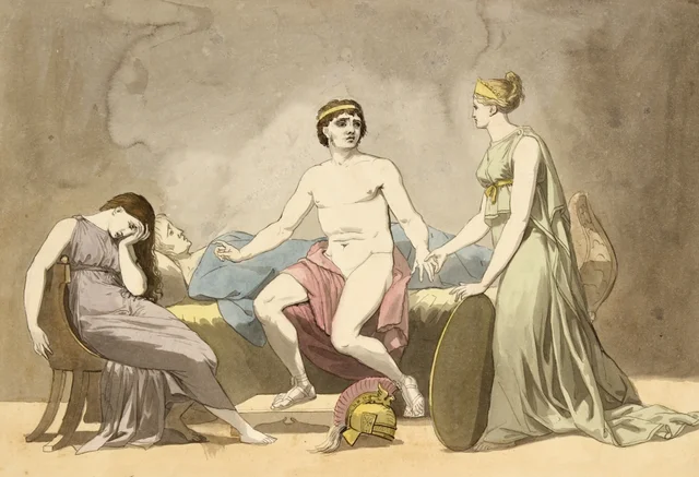 Thetis bringing arms to Achilles, who mourns over the body of Patroclus, C.W. Eckersberg
