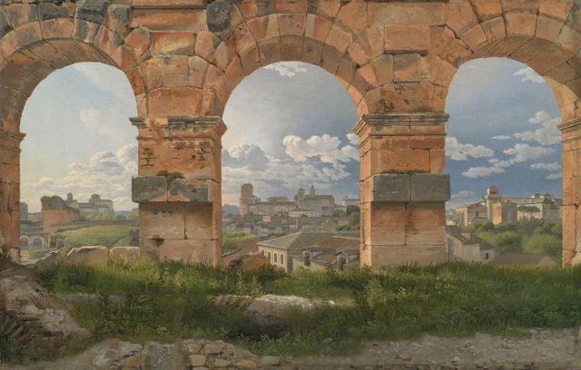 Vista a través de tres arcadas del tercer piso del Coliseo