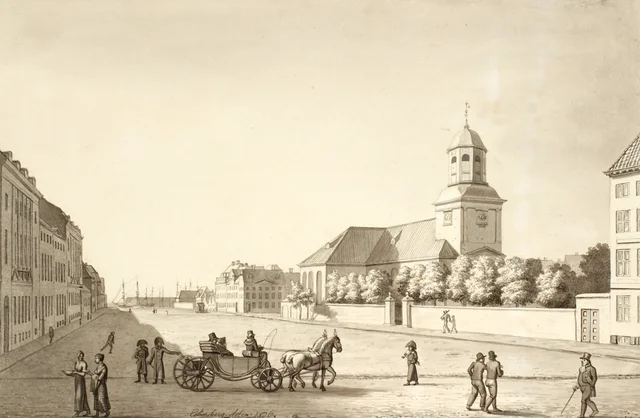 Vista de la plaza Sankt Annæ con la iglesia de la Guarnición