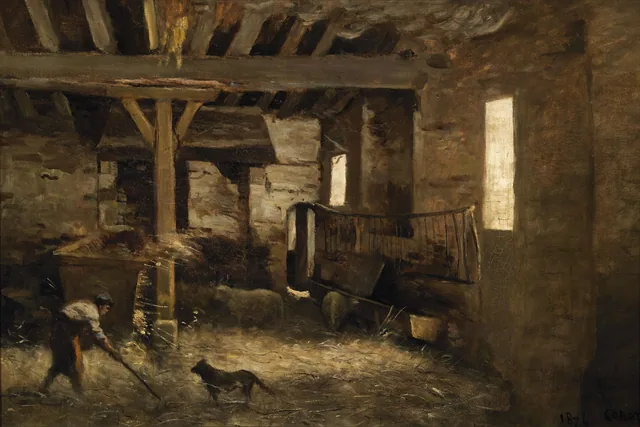 An Interior of a Barn, Camille Corot