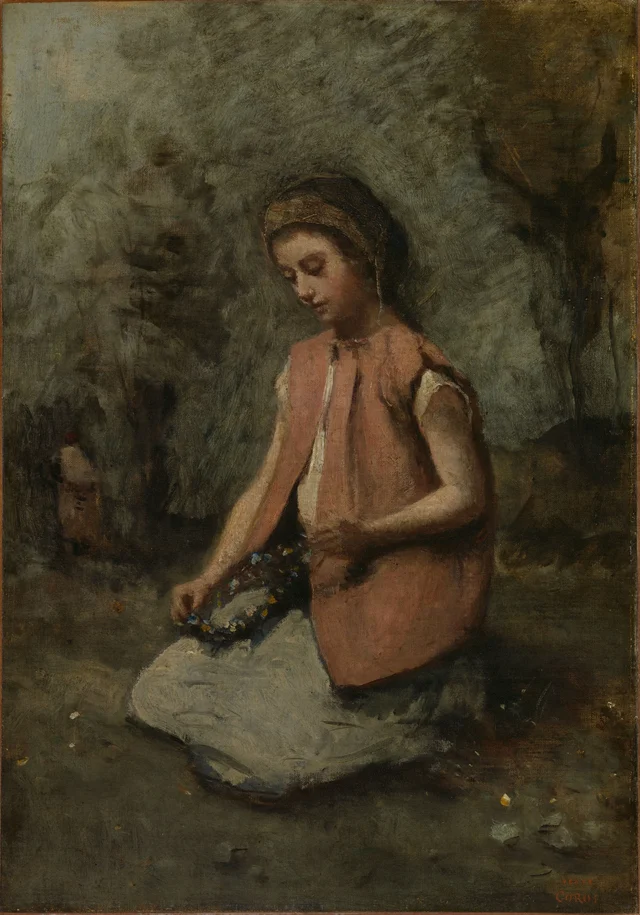 Girl Weaving a Garland