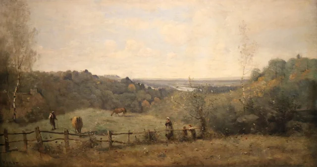 Las alturas de Sèvres. Pastizal cercado, Camille Corot