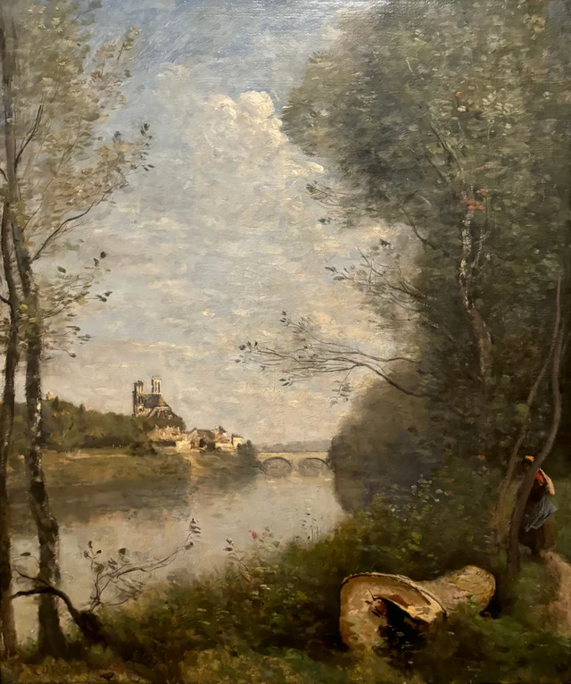 Mantes – la catedral vista de lejos, Camille Corot
