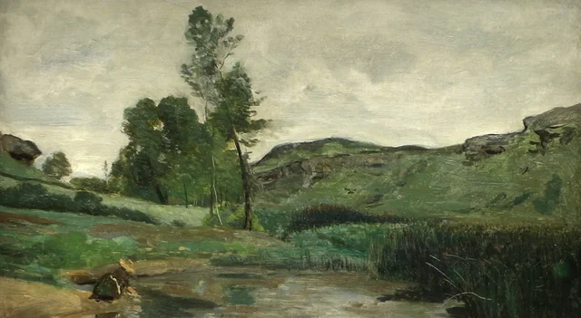 Laundress at the edge of the water in Optevoz