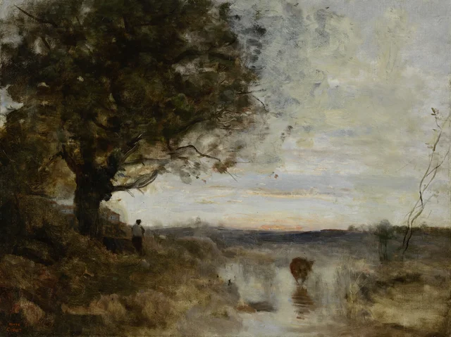 Paisaje compuesto, efecto de amanecer