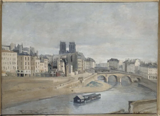 Quai des Orfèvres et pont Saint-Michel by Jean-Baptiste Corot, Camille Corot