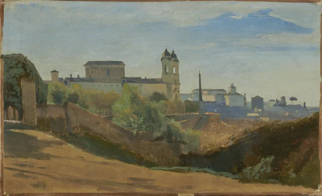 Rome, le Monte Pincio et la Trinité des Monts, vus des jardins de l’Académie de France