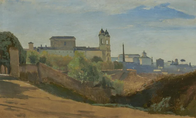 Roma, el Monte Pincio y la Trinità dei Monti, vistos desde los jardines de la Academia de Francia