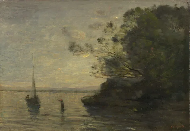 Evening on the Lake, Camille Corot