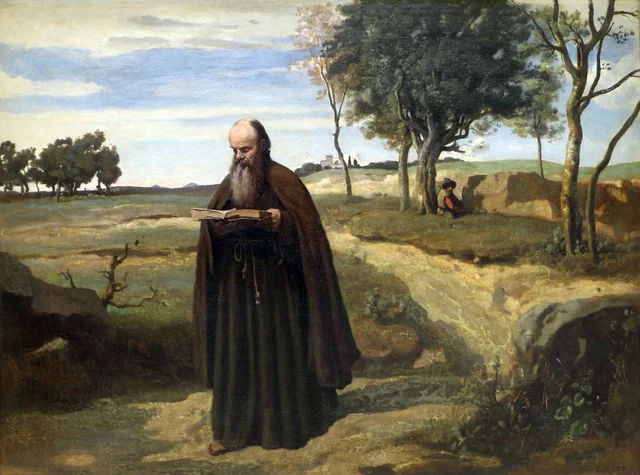 Un moine lisant, Camille Corot