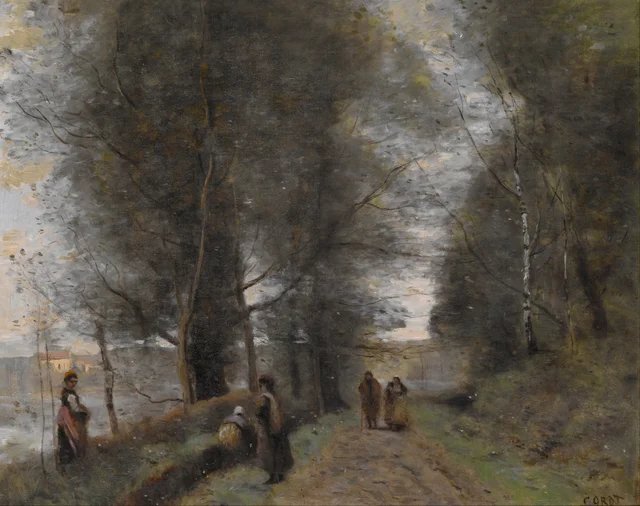 Ville-d'Avray, sendero arbolado a lo largo del estanque