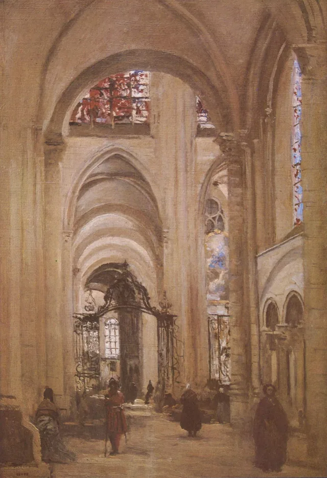 Vue de l'intérieur de la cathédrale de Sens, Camille Corot