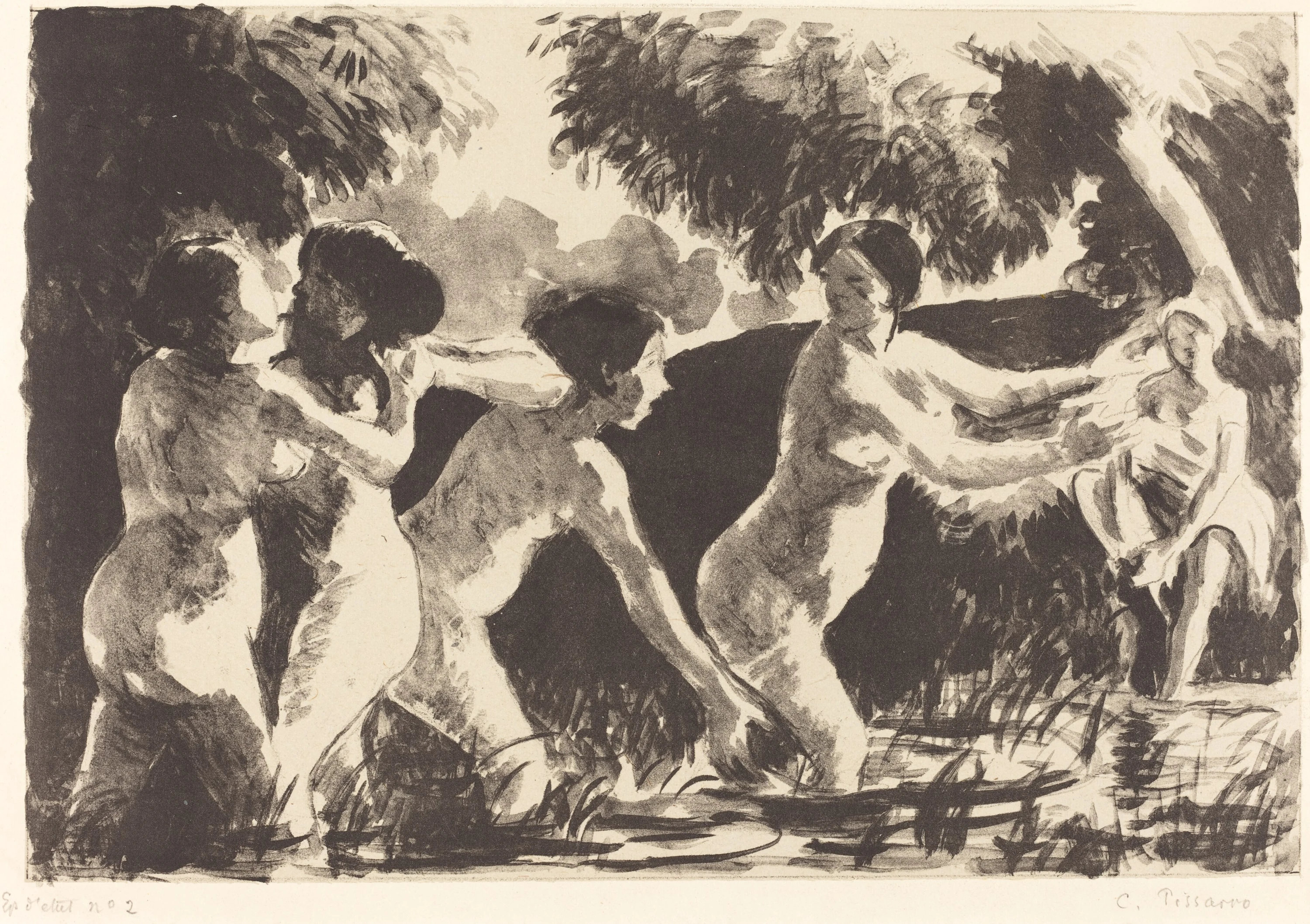 Bathers Wrestling (Baigneuses luttants), Camille Pissarro