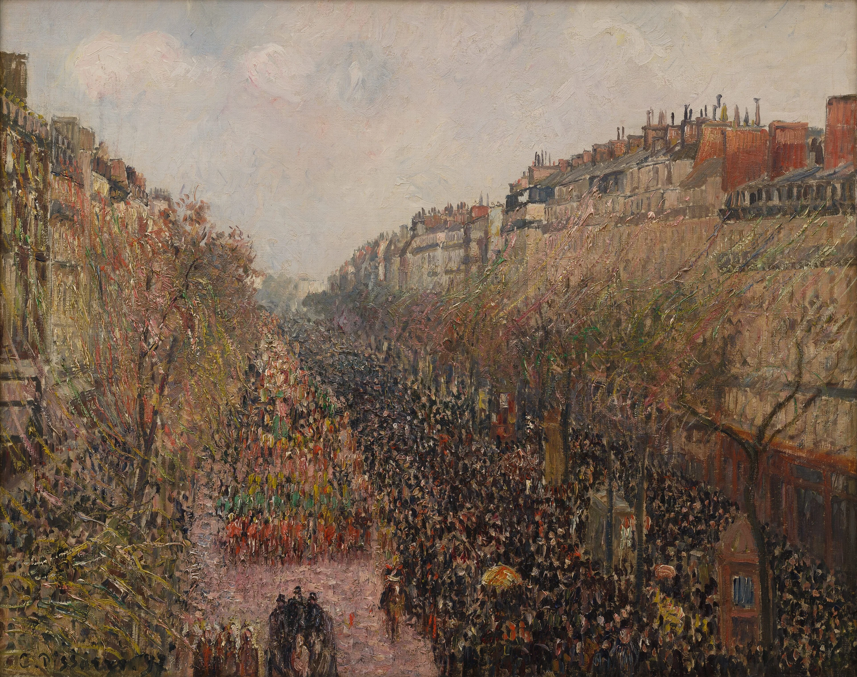 Boulevard Montmartre, Mardi Gras, Camille Pissarro