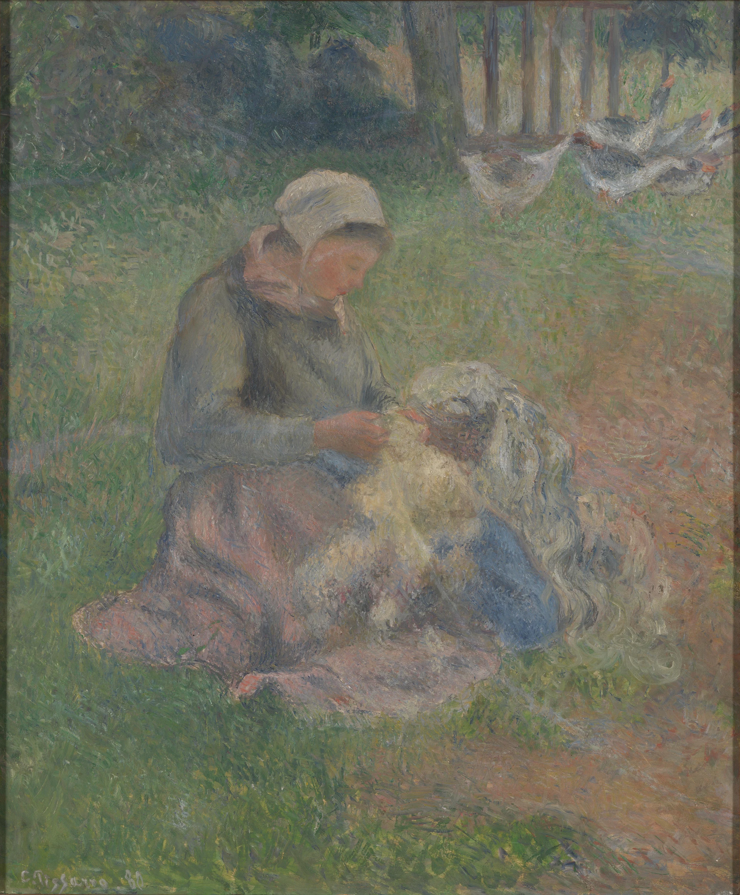 Cardeuse de laine, Camille Pissarro
