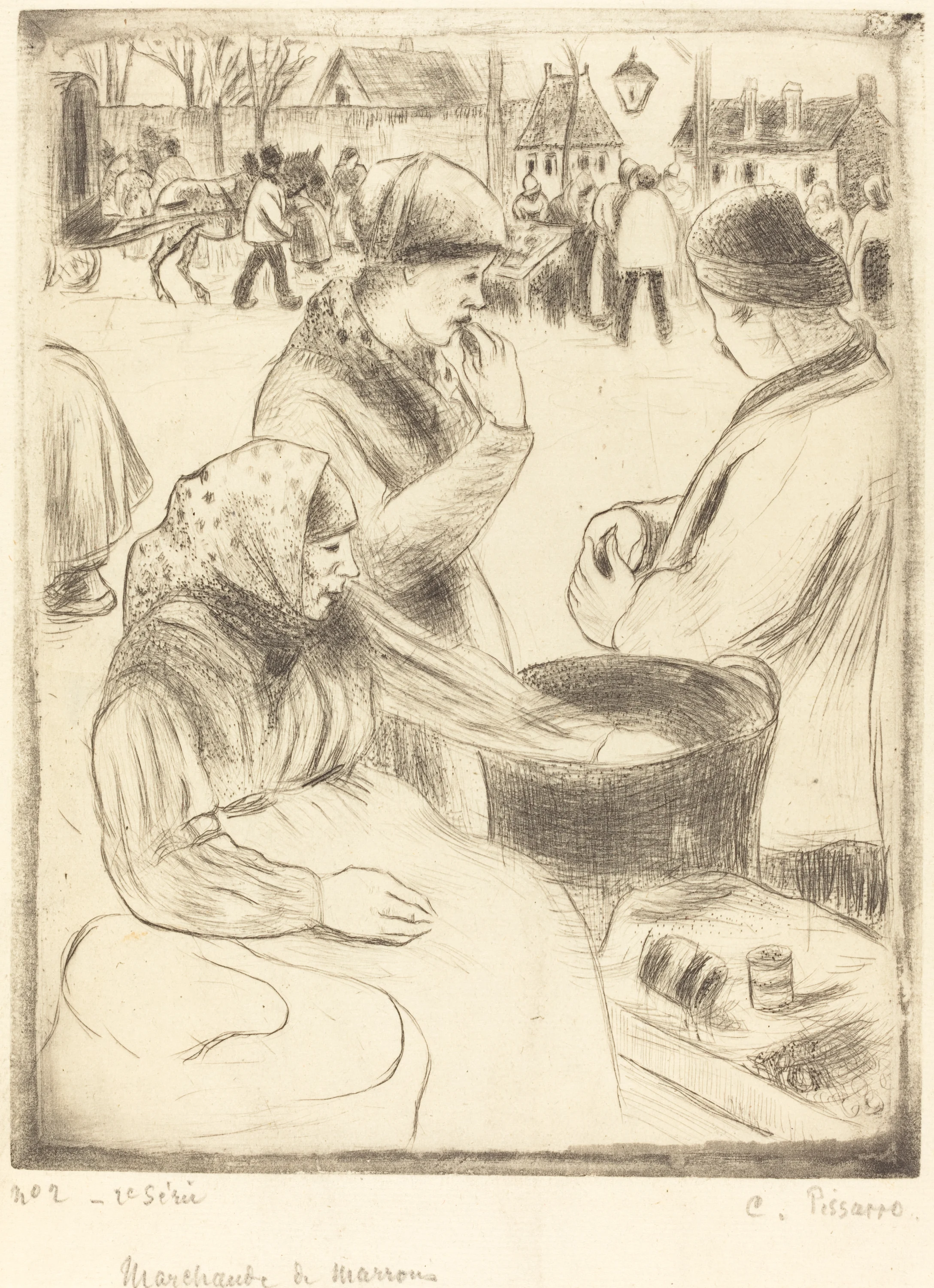 Chestnut Vendors (Marchands de marrons), Camille Pissarro
