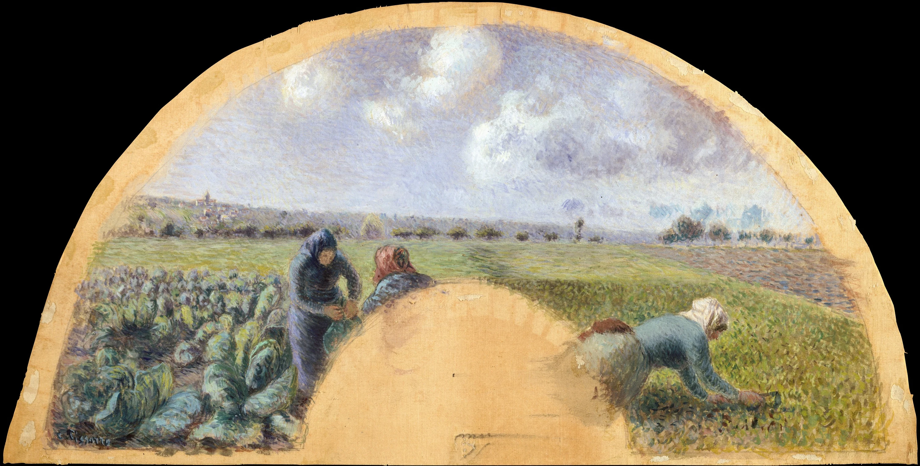 Fan Mount: The Cabbage Gatherers, Camille Pissarro