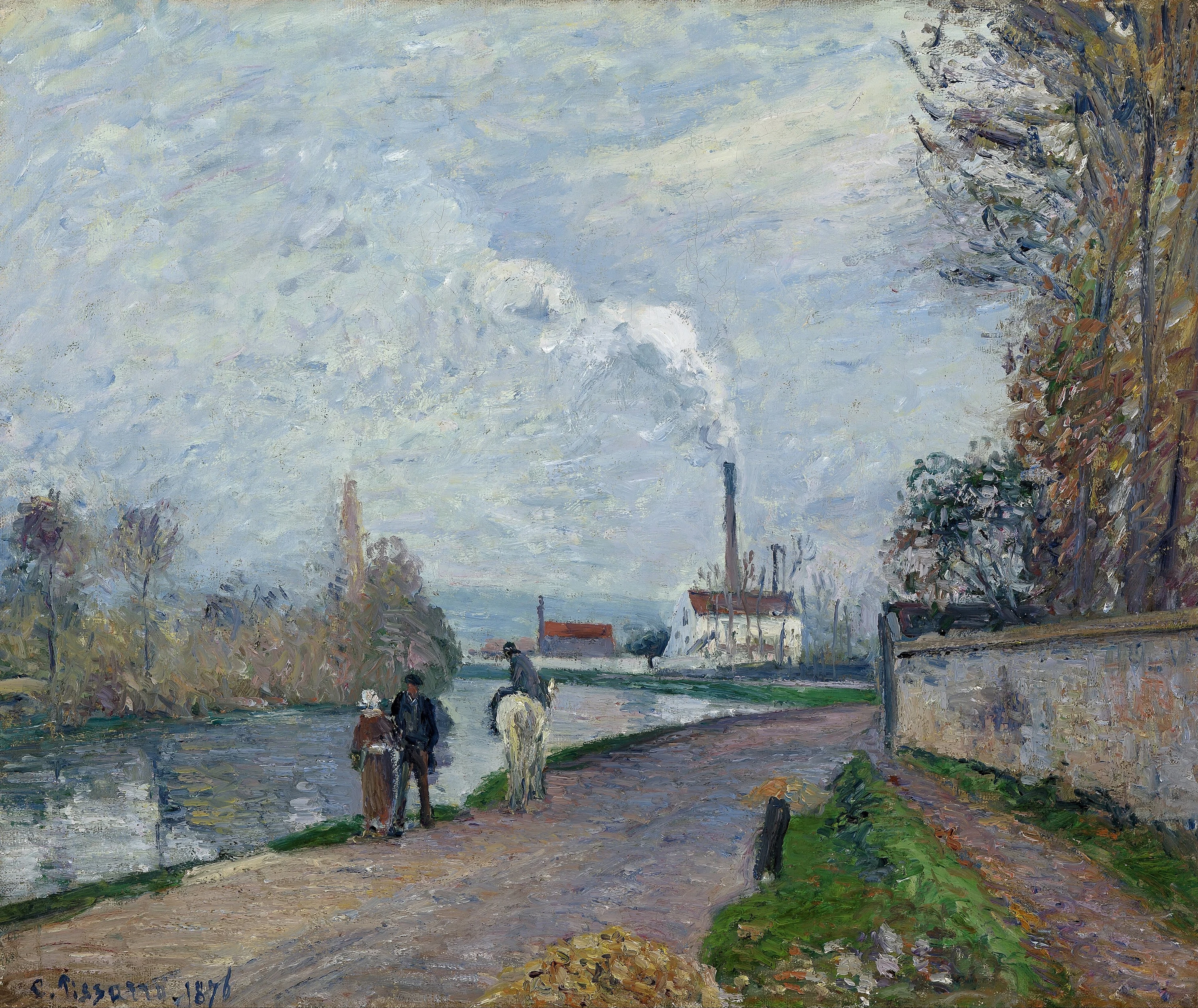 L'Oise à Pontoise, temps gris, Camille Pissarro