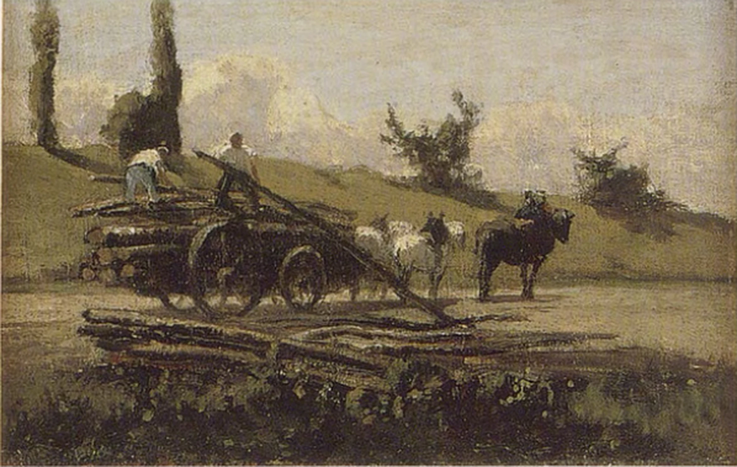 La charrette de bois, Camille Pissarro