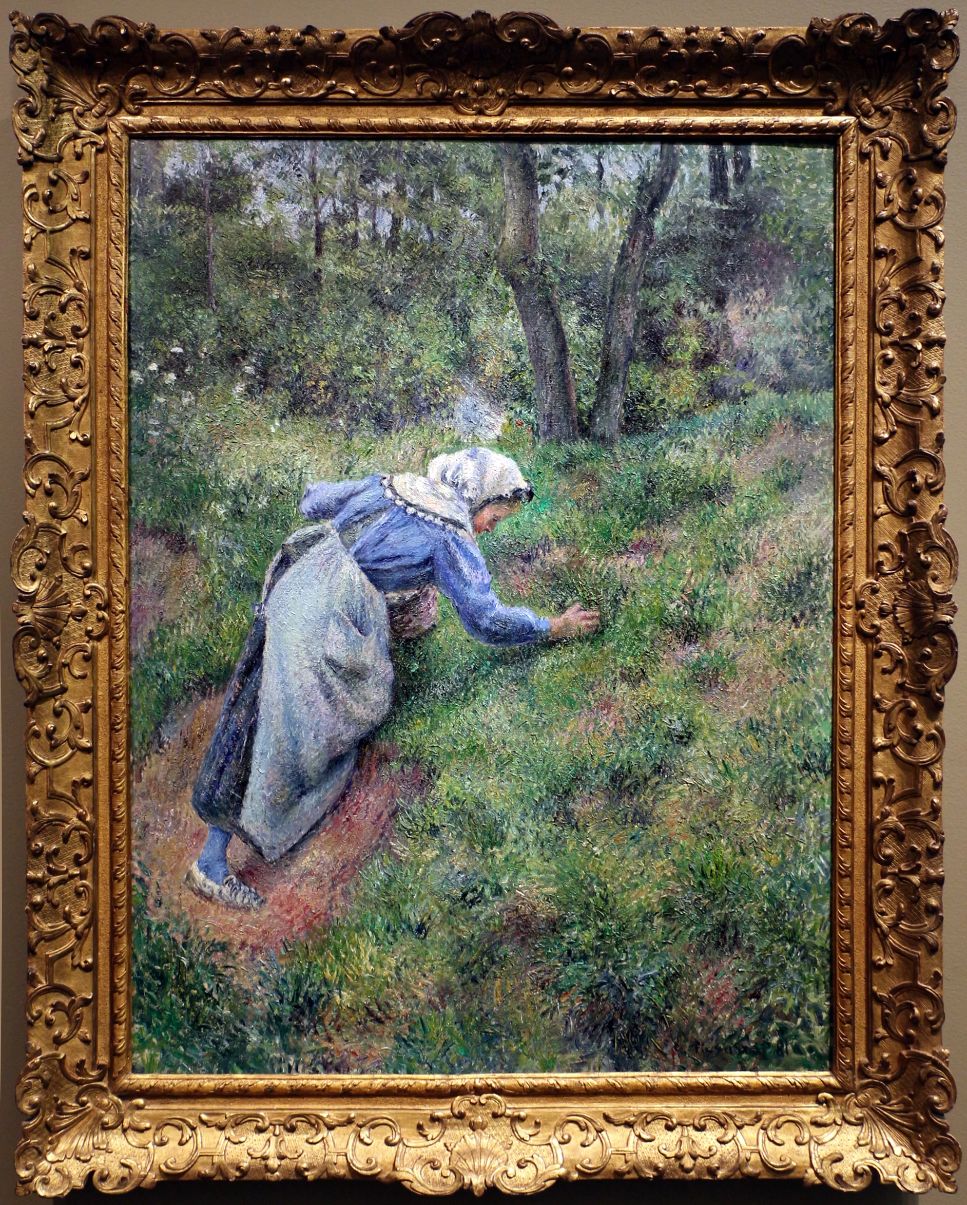 Paysanne ramassant de l'herbe, Camille Pissarro