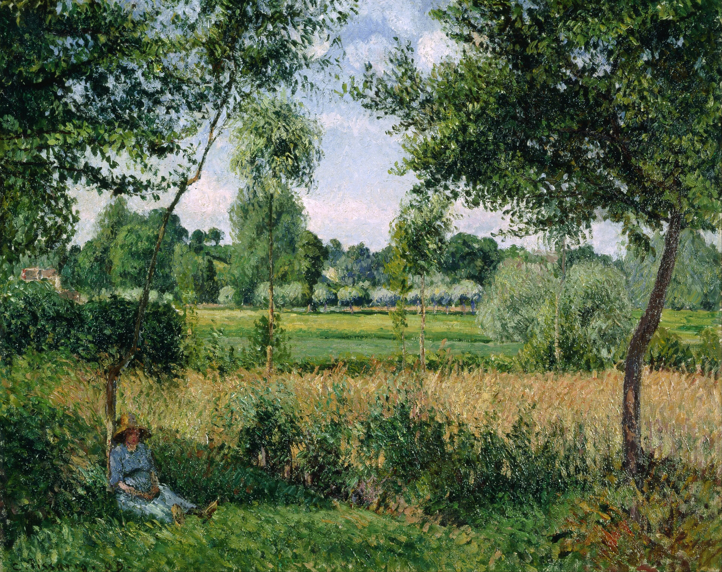 Peasant Woman Resting at the Foot of a Tree, Effect of Sunshine, Éragny, Camille Pissarro