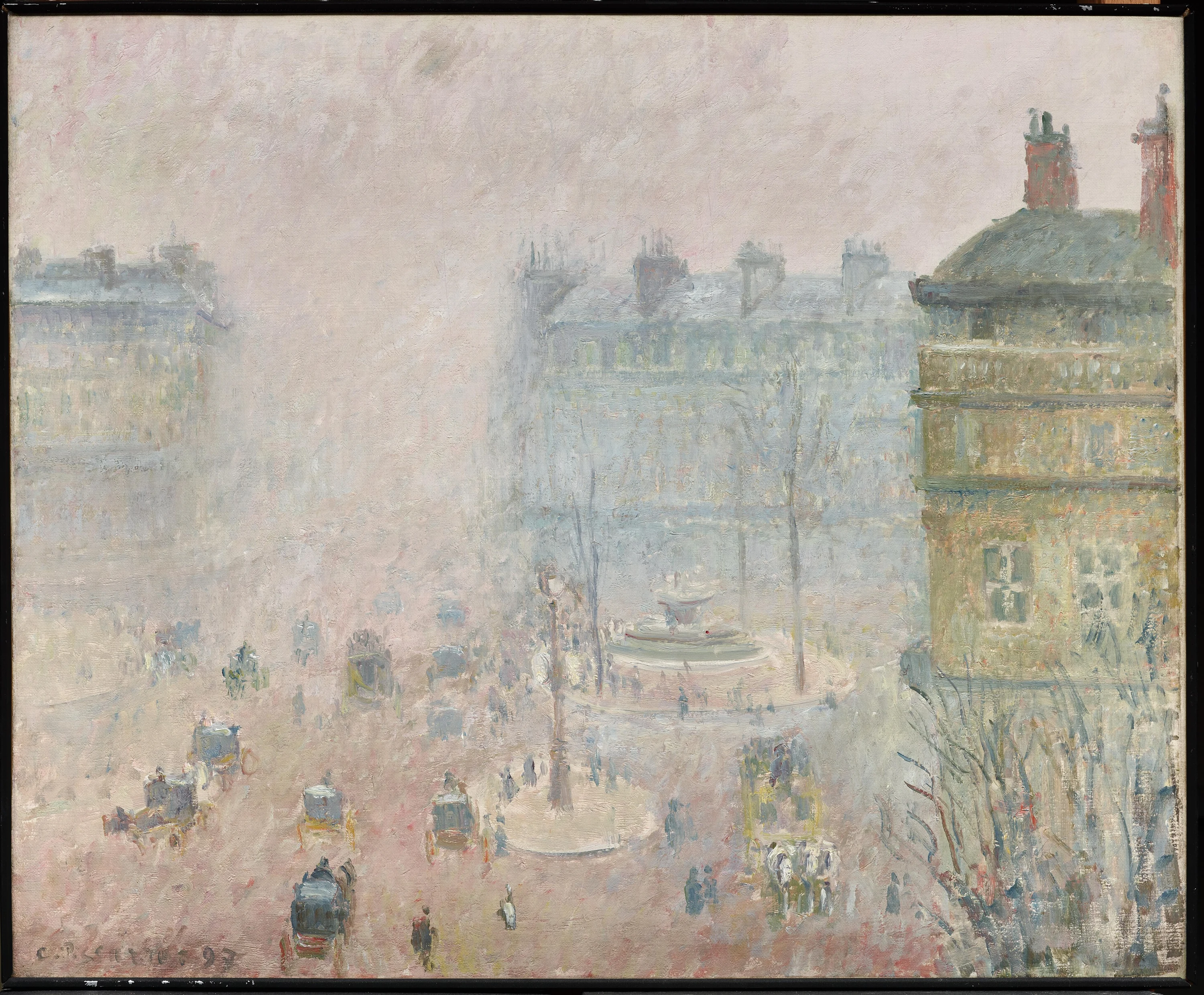 Place du Théâtre-Francais and Avenue de l'Opéra, Fog, Camille Pissarro