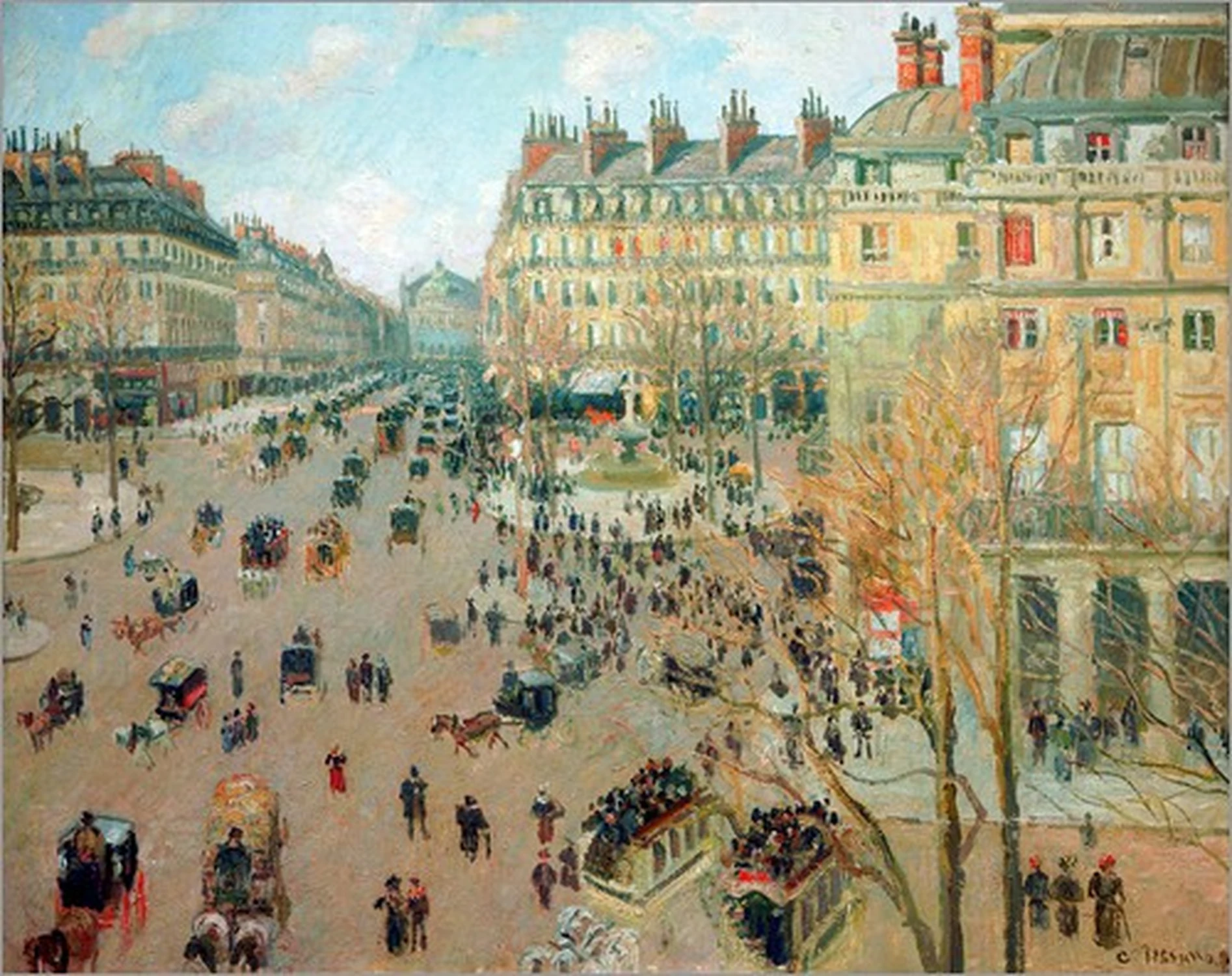 Place du Théâtre-Français and Avenue de l'Opéra, Winter Effect of Sunlight, Camille Pissarro