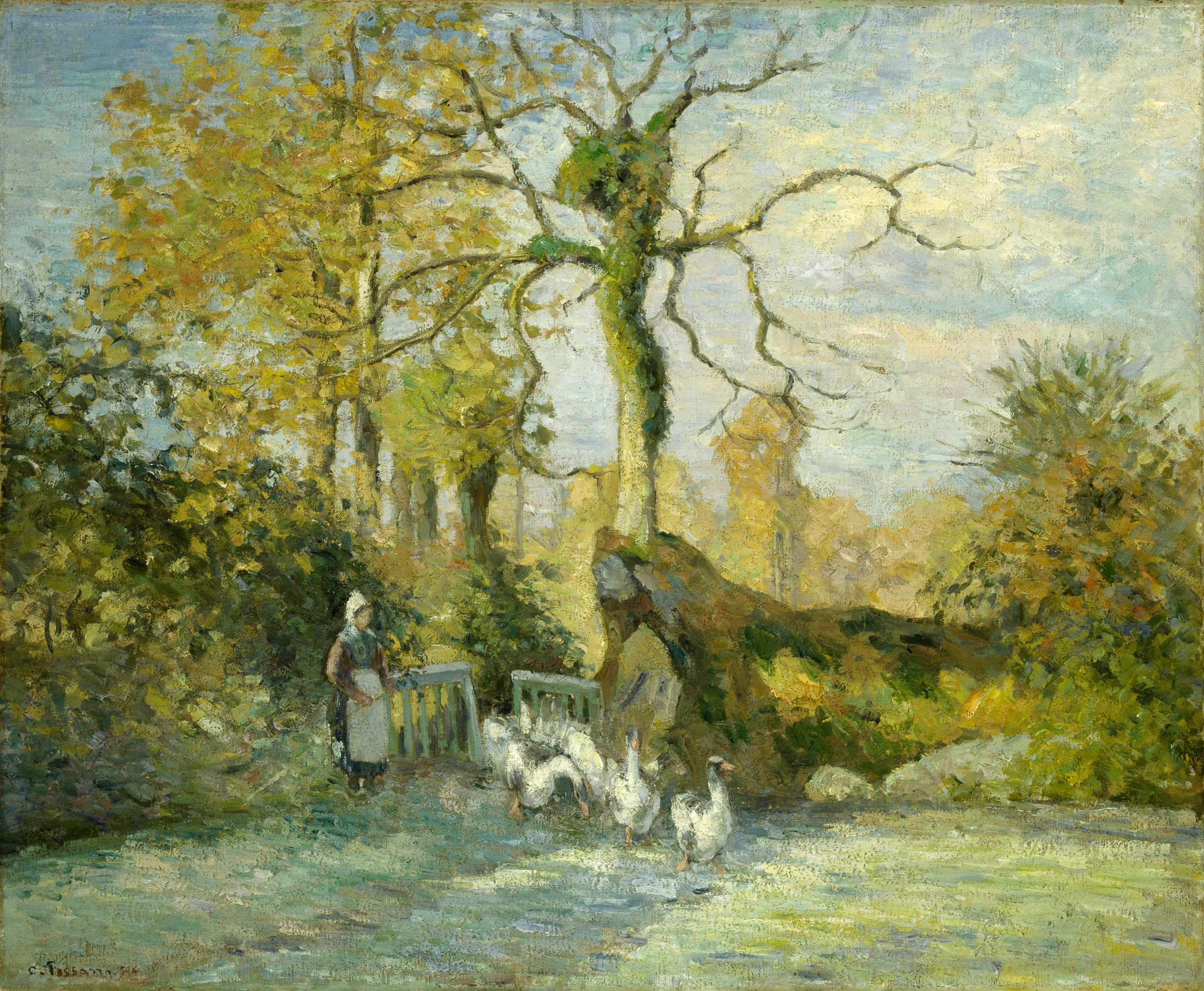The Goose Girl at Montfoucault (White Frost), Camille Pissarro