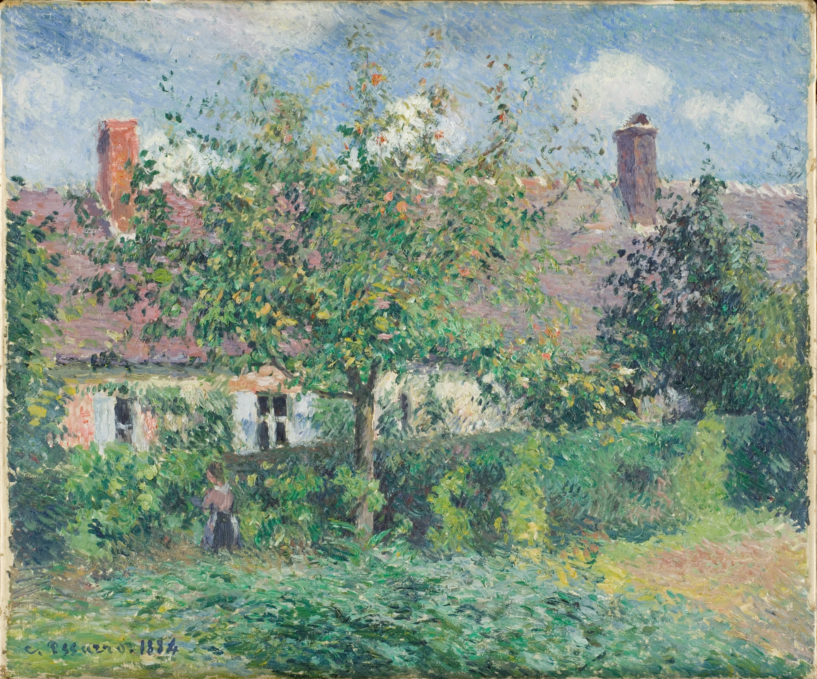 Vieilles maisons à Éragny, de Camille Pissarro, 1884, Camille Pissarro