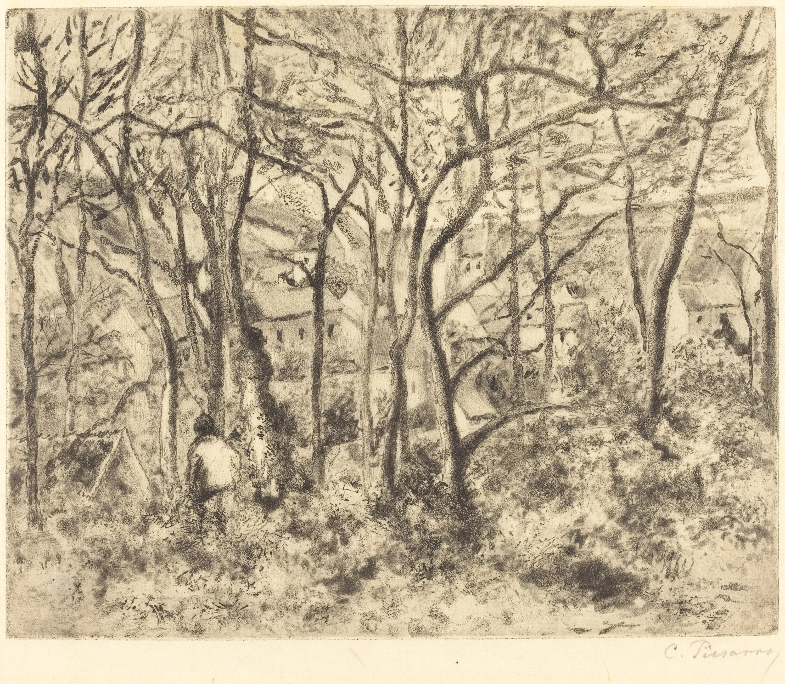 Wooded Landscape at L'Hermitage, Pontoise (Paysage sous bois, a L'Hermitage,Pontoise), Camille Pissarro