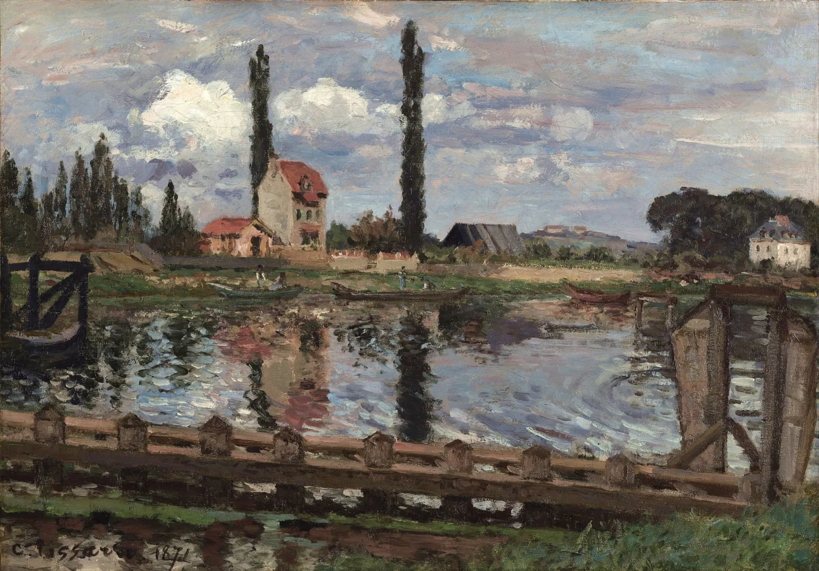 Au bord de la Seine à Port Marly, Camille Pissarro