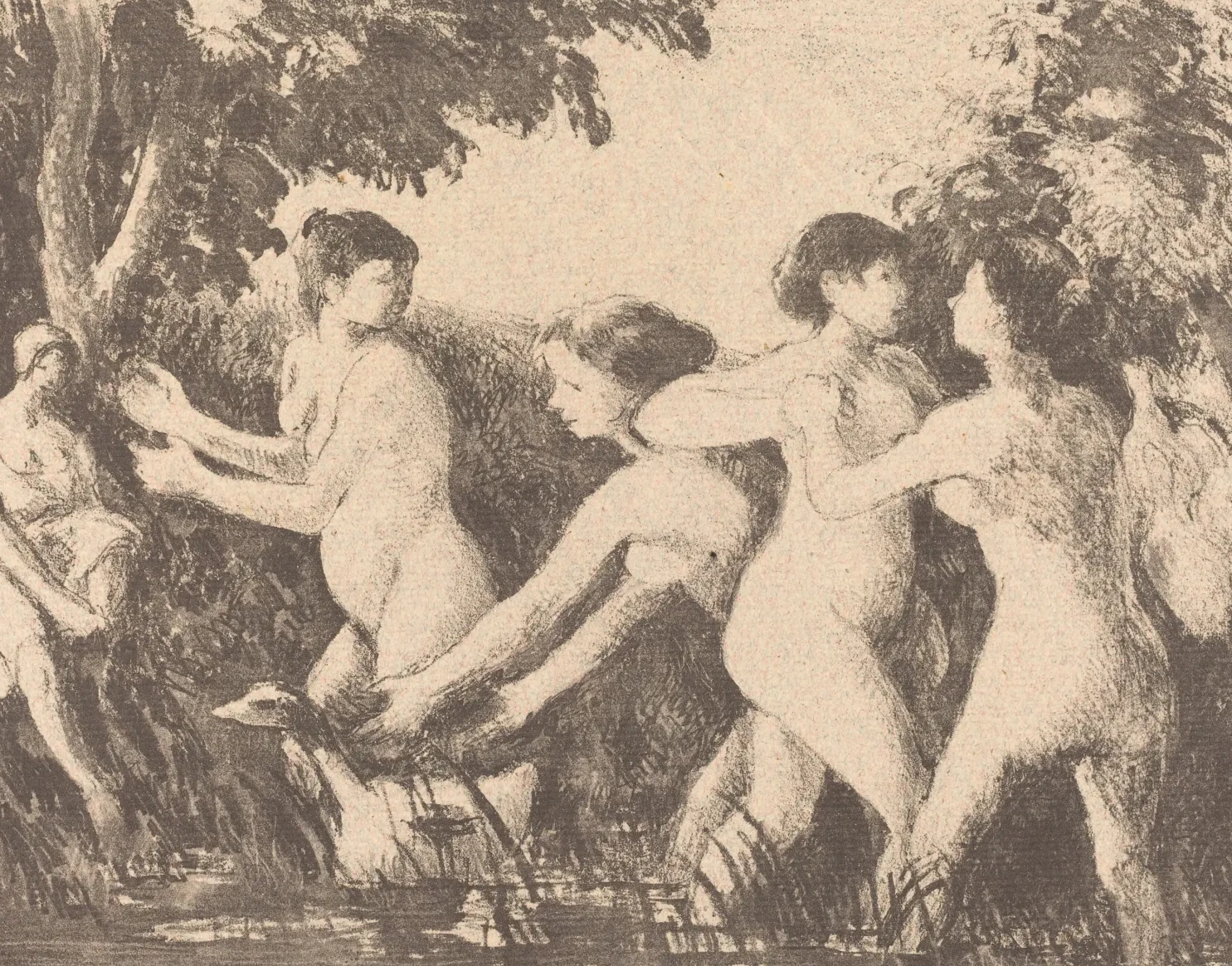 Baigneuses luttant (Bathers Wrestling), Camille Pissarro