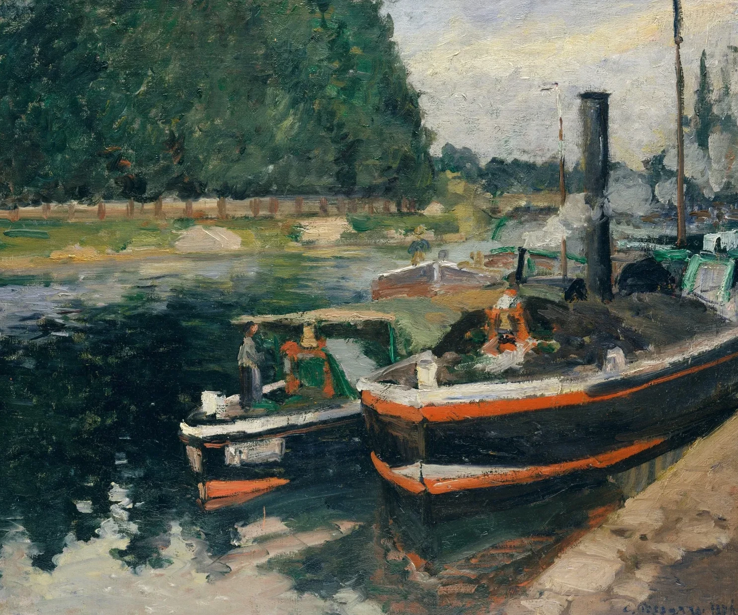 Barges à Pontoise, Camille Pissarro