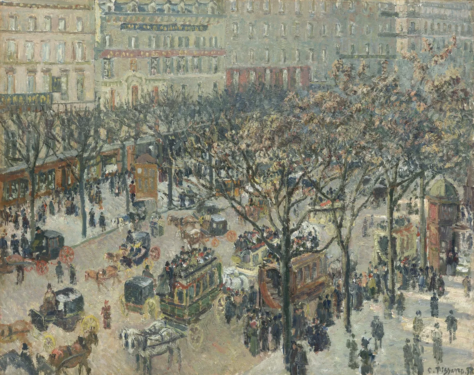 Boulevard des Italiens, Morning, Sunlight, Camille Pissarro