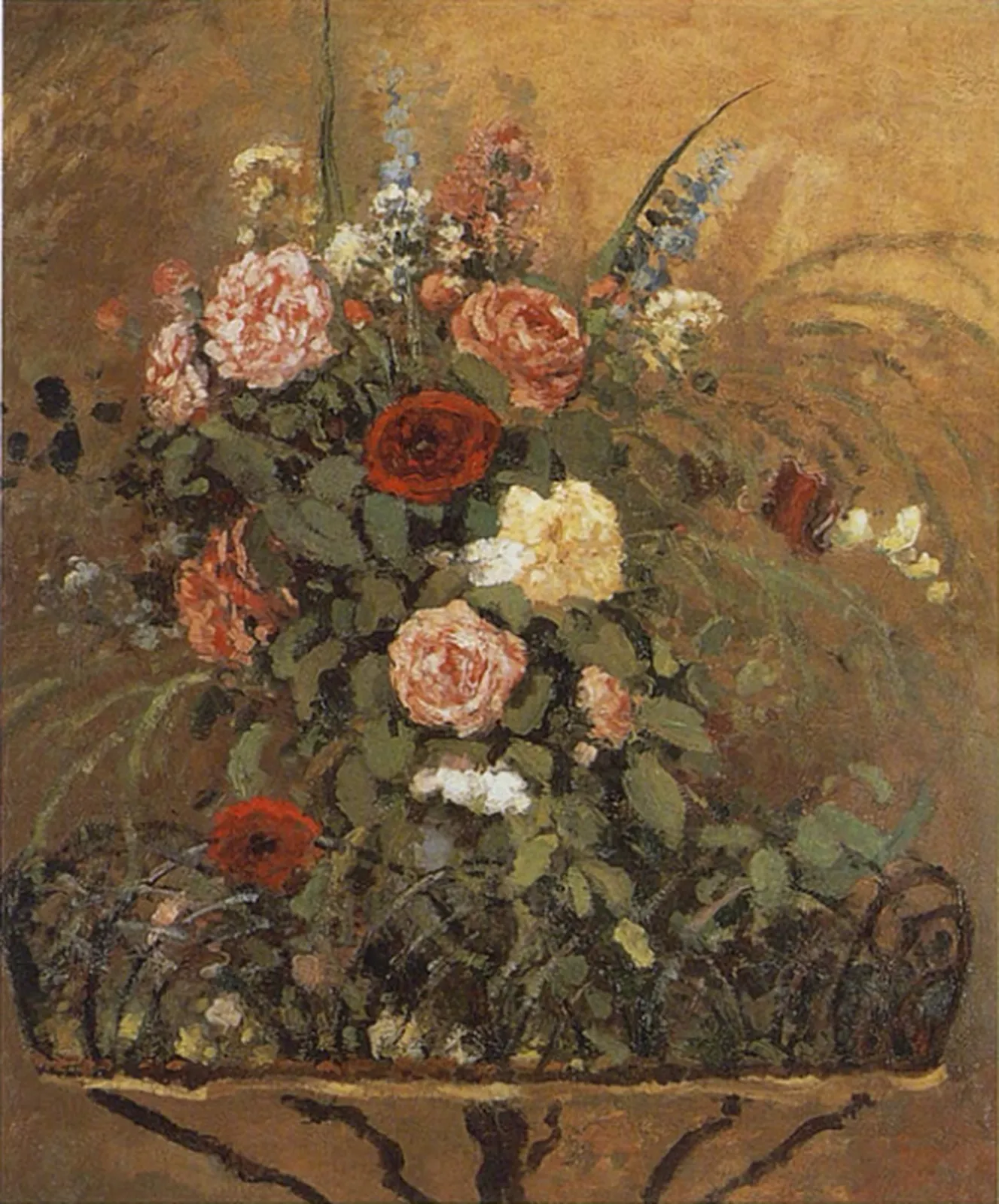Bouquet de fleurs avec jardinière, Camille Pissarro