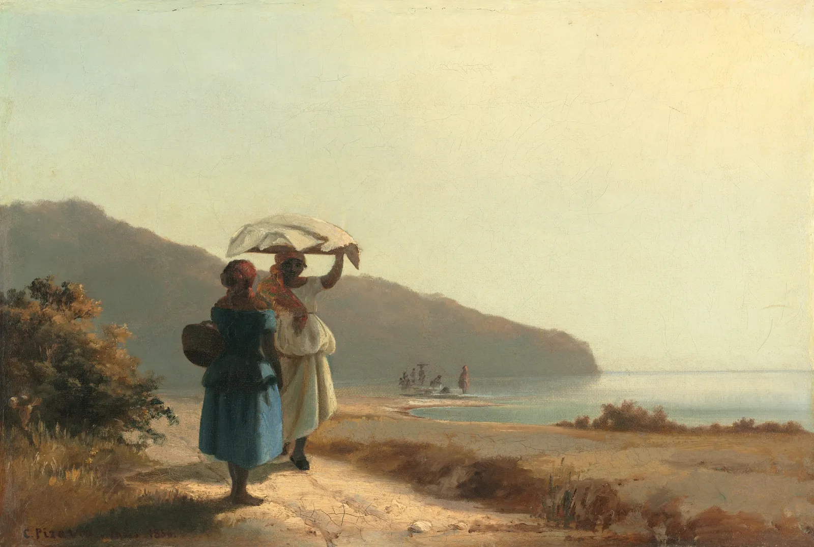 Deux Femmes causant au bord de la mer, Saint-Thomas, Camille Pissarro