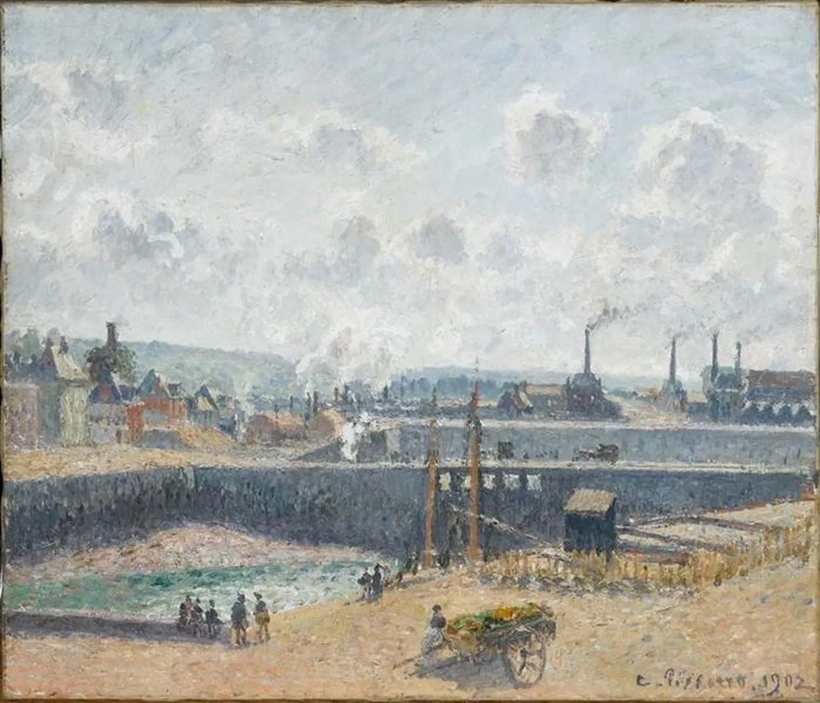 Dieppe, bassin Duquesne. Marée basse, soleil, matin, Camille Pissarro