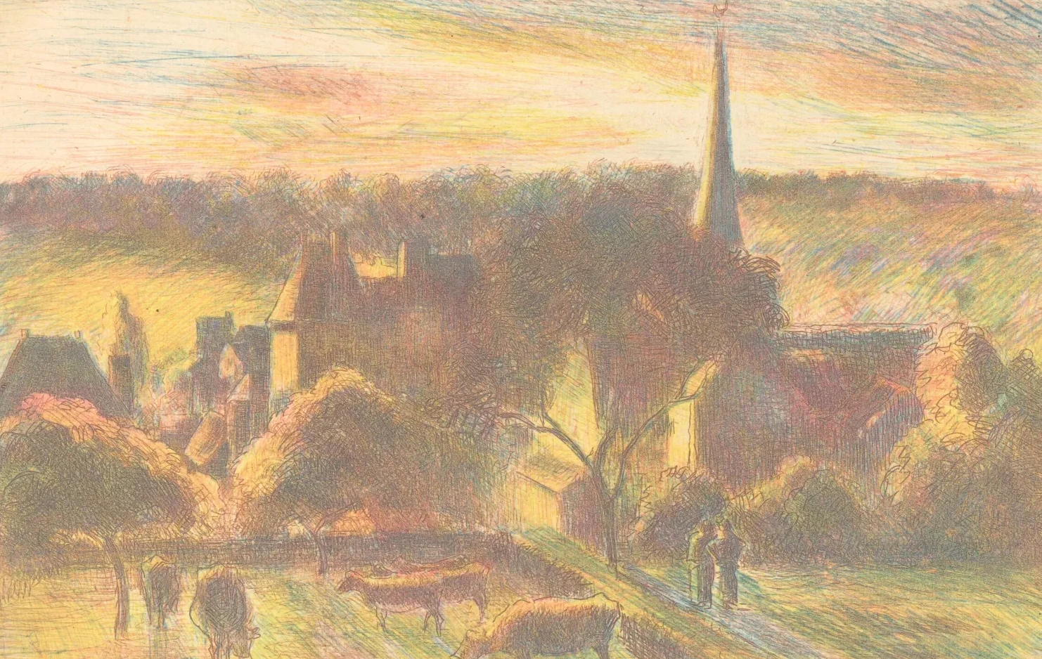 Eglise et ferme d'Éragny (A Church and Farm at Éragny), Camille Pissarro