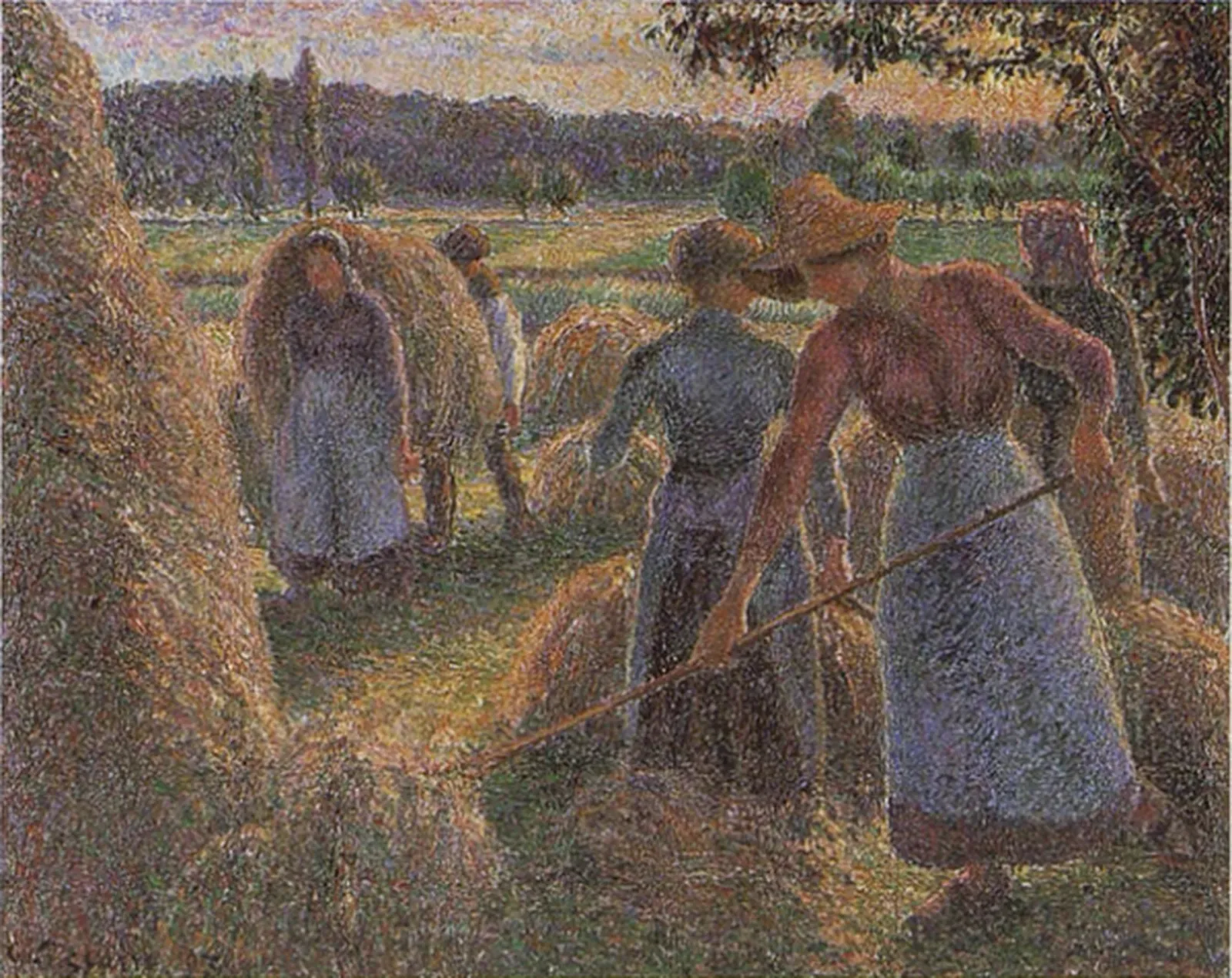 Faneuses, le soir, Éragny, Camille Pissarro